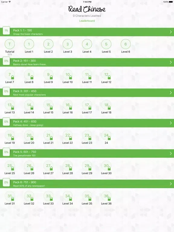Ảnh chụp màn hình của Read Chinese iPad 