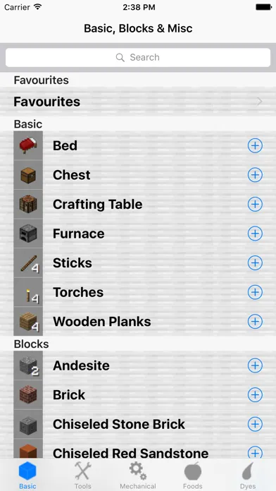 Tangkapan skrin Crafting Recipes.