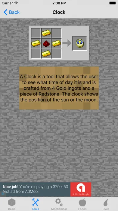 Tangkapan skrin Crafting Recipes.