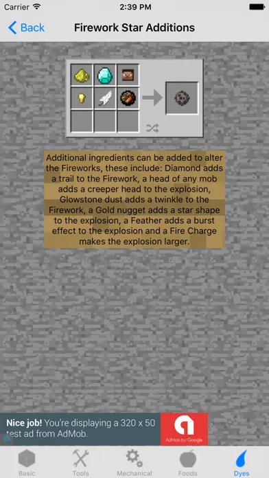 Tangkapan skrin Crafting Recipes.