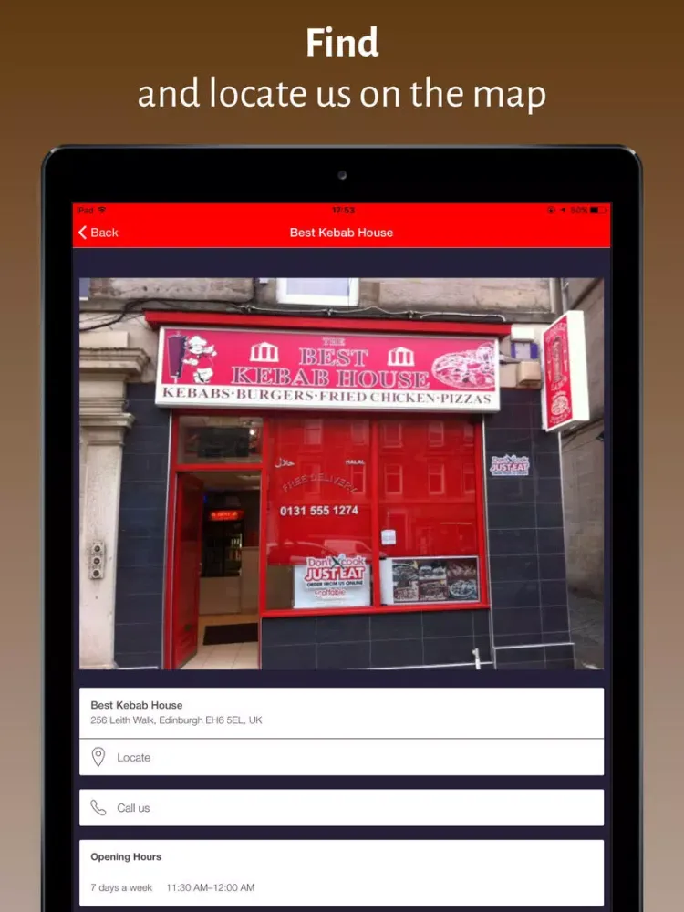 Capturas de tela do Best Kebab House Edinburgh iPad 