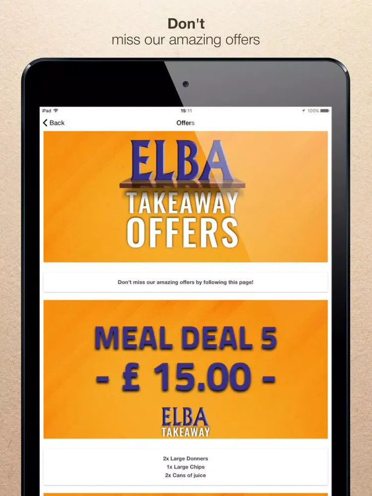 Ảnh chụp màn hình của Elba Takeaway iPad 