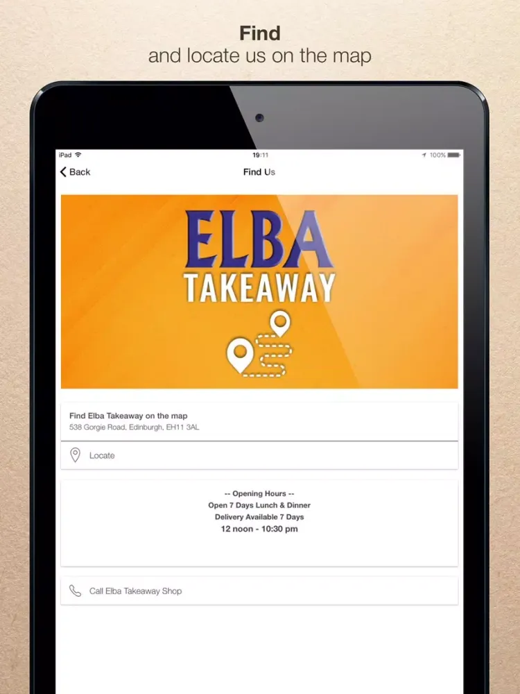 Ảnh chụp màn hình của Elba Takeaway iPad 