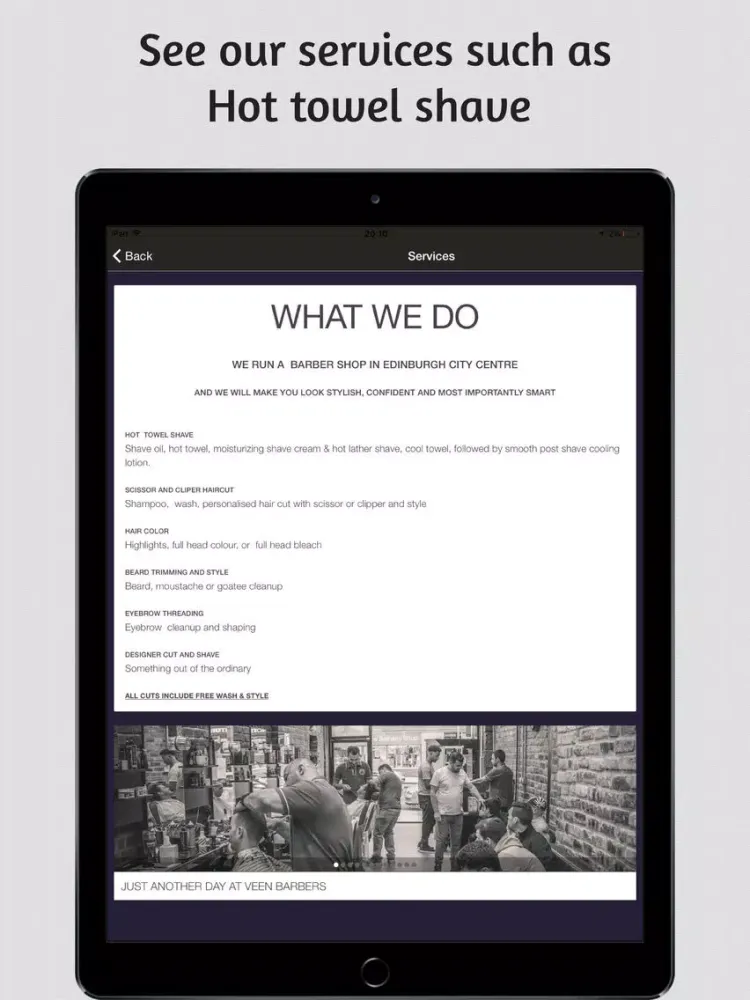 Veen Barbers iPad  Screenshots