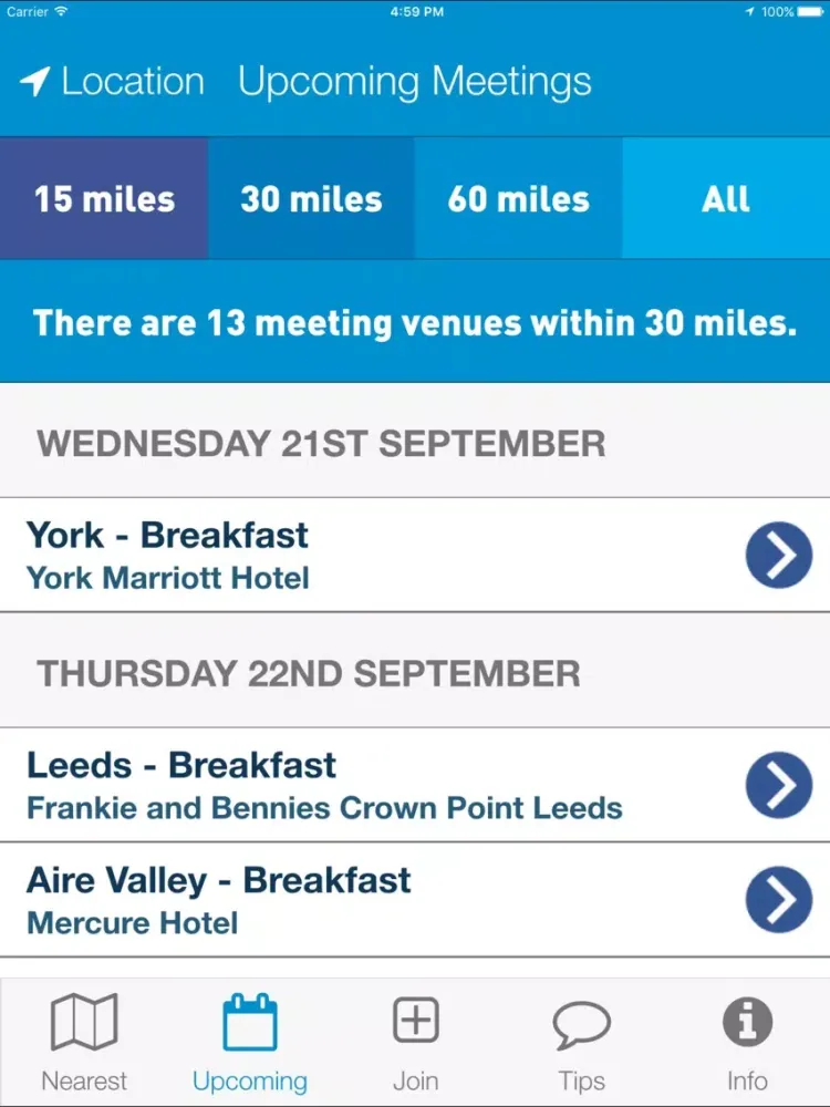 4Networking Meeting Finder iPad 應用截圖