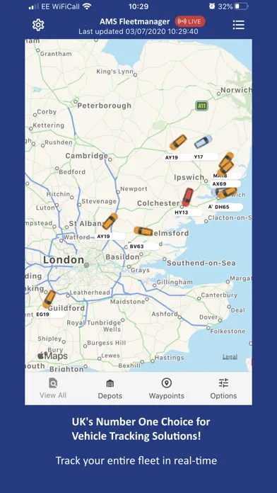 Capturas de tela do AMS FleetManager 2020