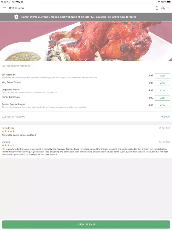 Balti Queen. iPad  Screenshots
