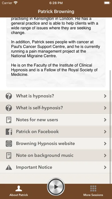 Ảnh chụp màn hình của Self-hypnosis Patrick Browning