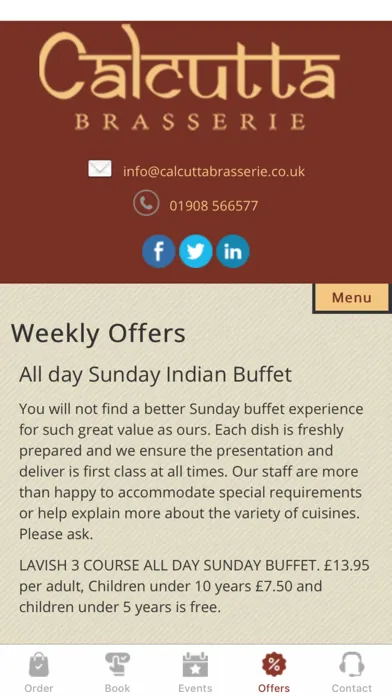 Tangkapan skrin Calcutta Brasserie