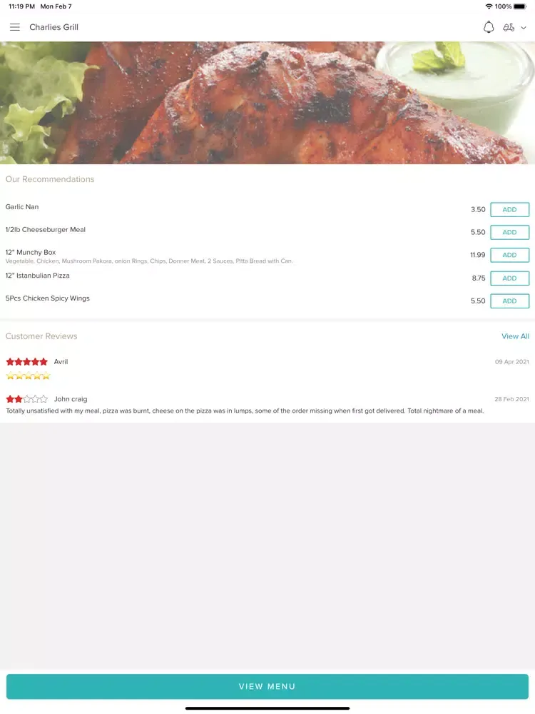 Charlies Grill iPad  Ekran Görüntüleri