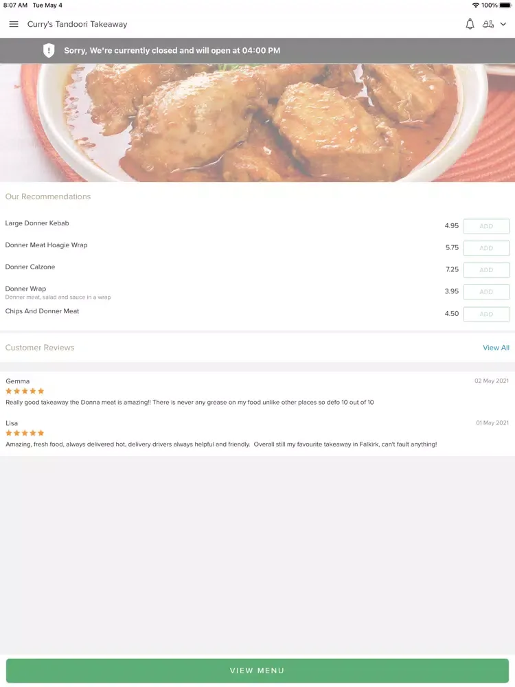 تصاویر Curry's Tandoori Takeaway iPad 