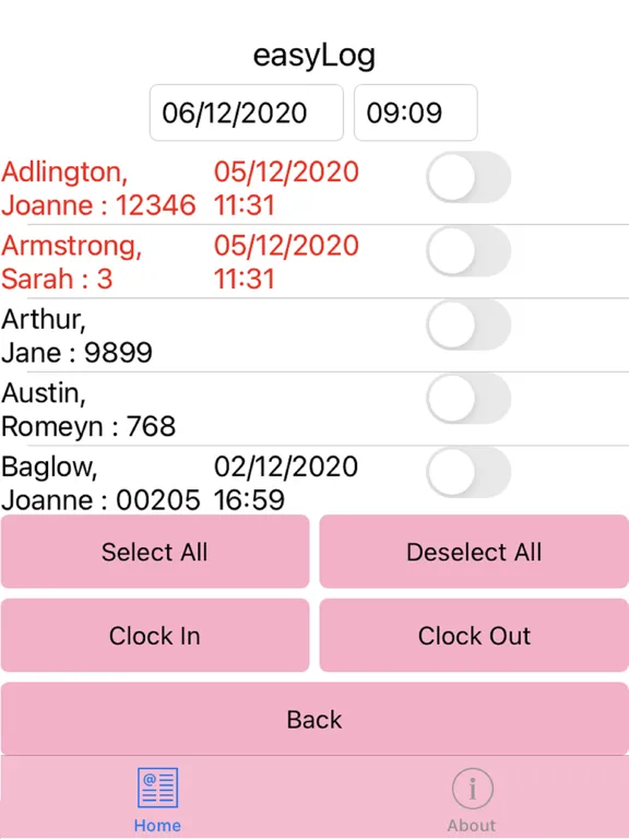 Capturas de pantalla de easyLog Roll Call iPad 