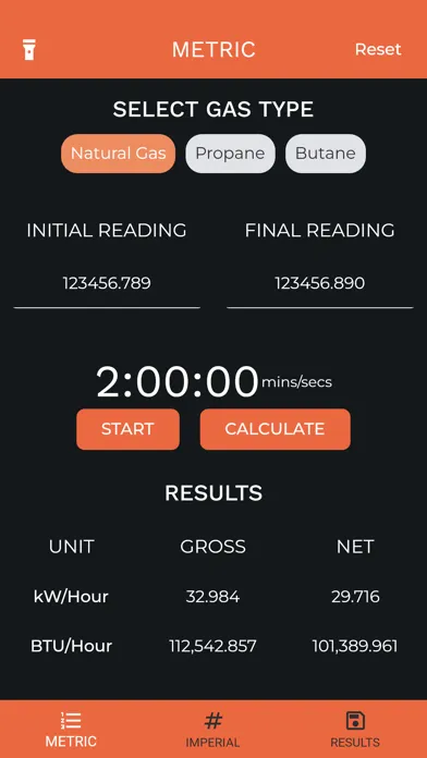 Tangkapan layar ESC Gas Flow Rate Calculator