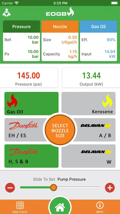 Ảnh chụp màn hình của Oil Nozzle Output Calculator