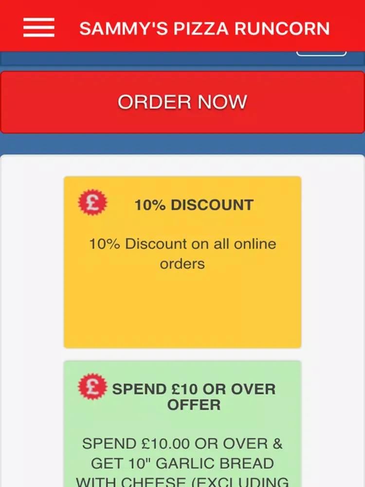 SAMMYS PIZZA RUNCORN iPad 应用截图