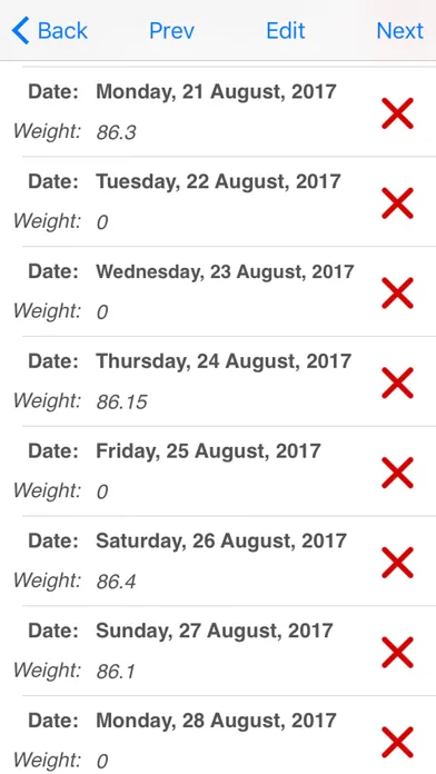 Weight Monitor Screenshots