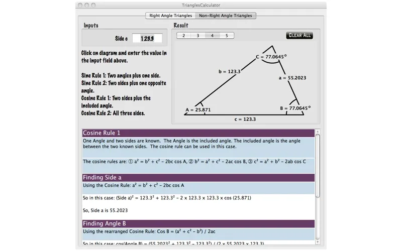 Ảnh chụp màn hình của Triangles Calculator