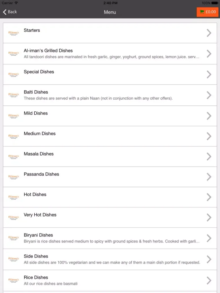 Скриншоты Alimans Indian Takeaway iPad 