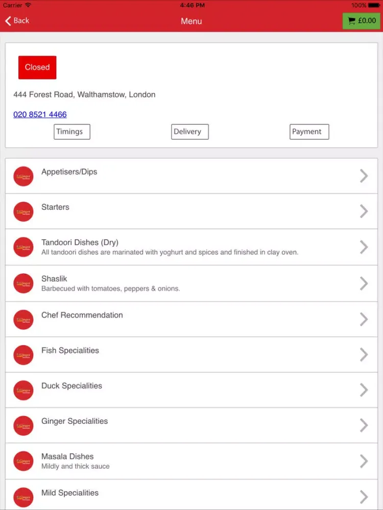 Screenshot di Ginger Indian Takeaway iPad 