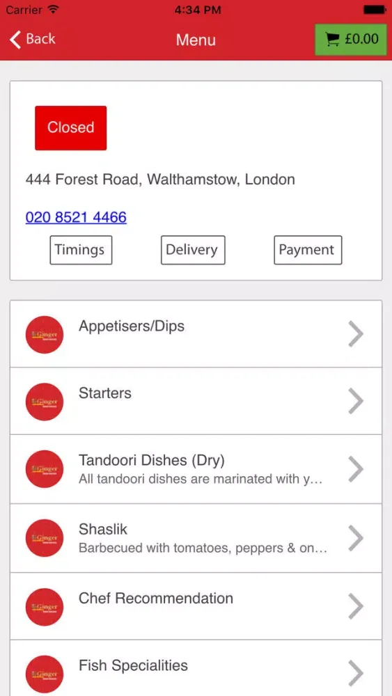 Screenshot di Ginger Indian Takeaway