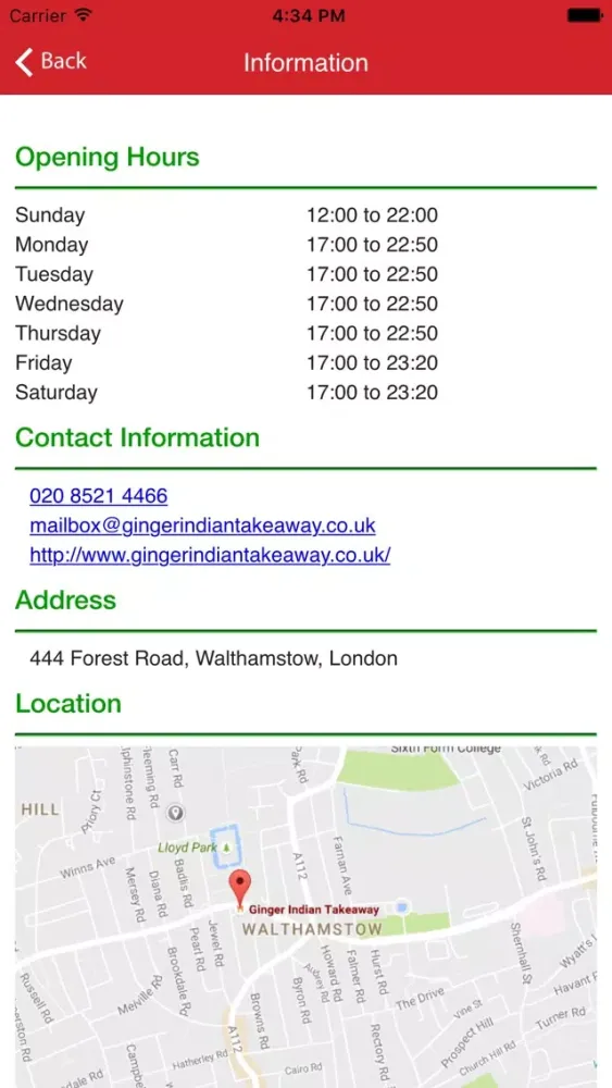 Screenshot di Ginger Indian Takeaway