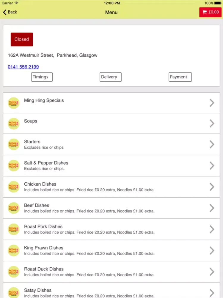 Zrzuty ekranu Ming Hing Glasgow iPad 