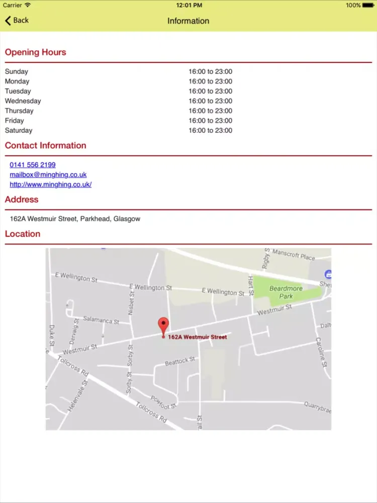 Zrzuty ekranu Ming Hing Glasgow iPad 