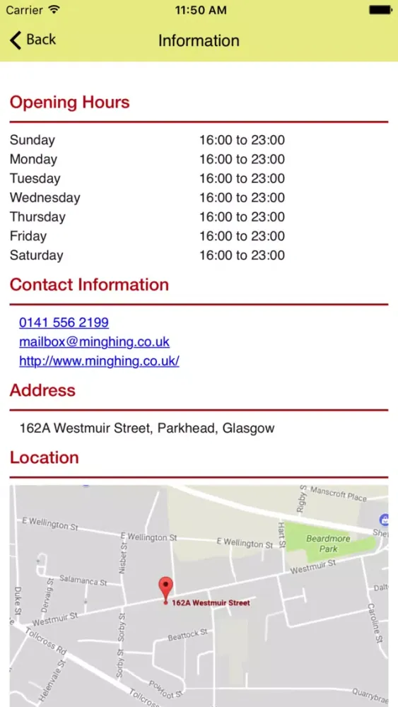 Zrzuty ekranu Ming Hing Glasgow