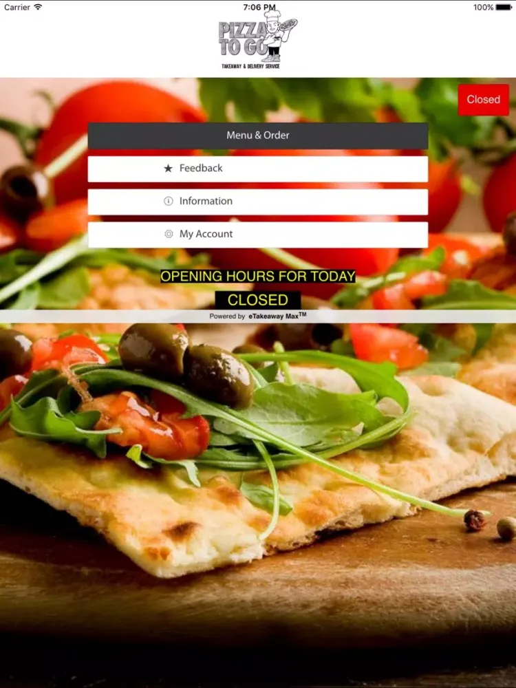 Tangkapan layar Pizza To GO Tonypandy iPad 
