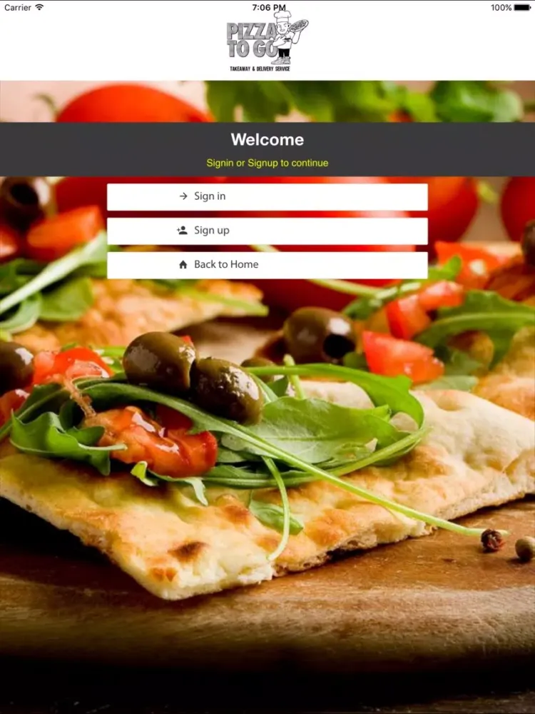 Tangkapan layar Pizza To GO Tonypandy iPad 