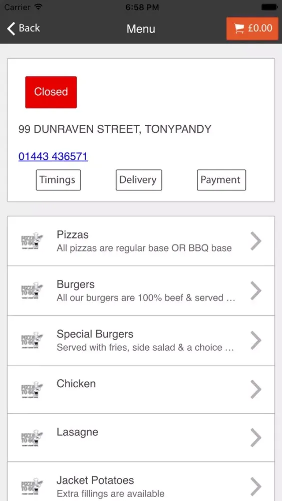 Tangkapan layar Pizza To GO Tonypandy