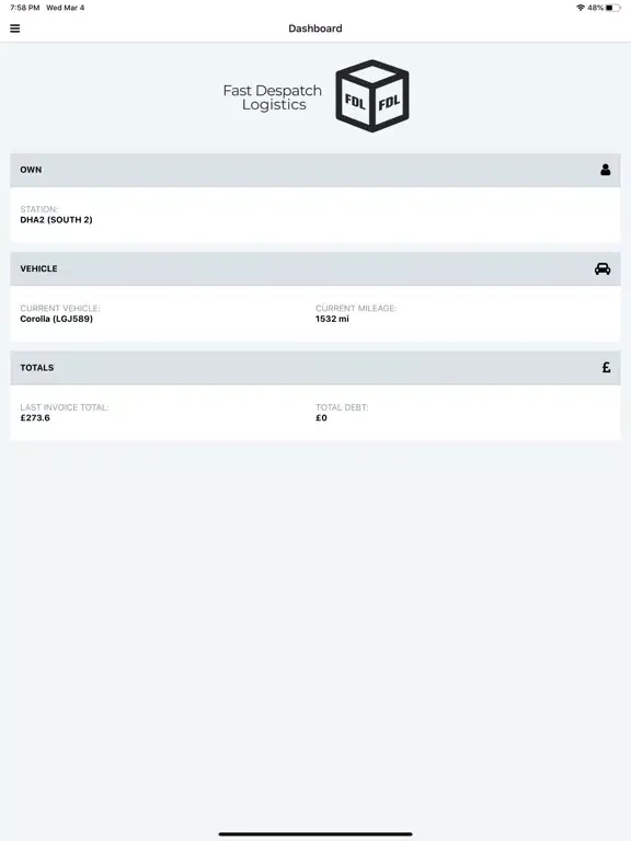 Fast Despatch Logistics Ltd. iPad  Screenshots