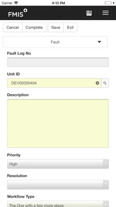 Zrzuty ekranu FMIS Mobile Asset Manager