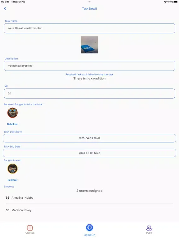 GameOn Teacher iPad 应用截图