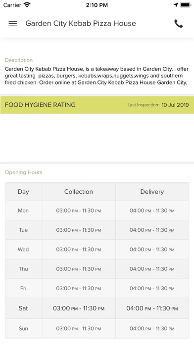 Garden City Kebab Pizza House, স্ক্রিনশট