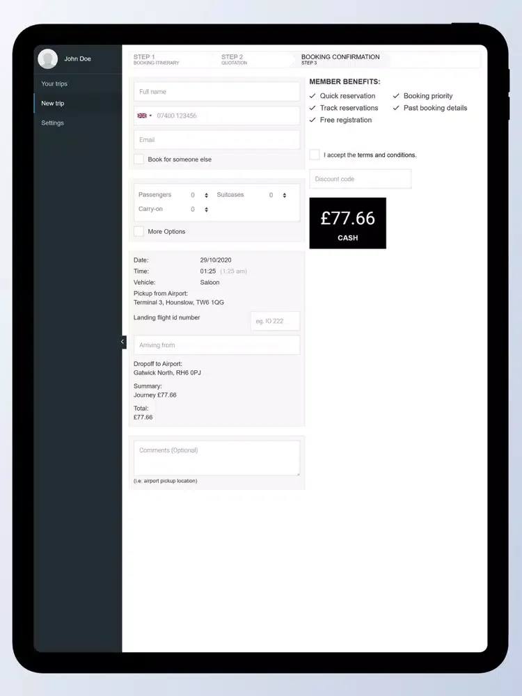 GLA Transfers Booking iPad 应用截图