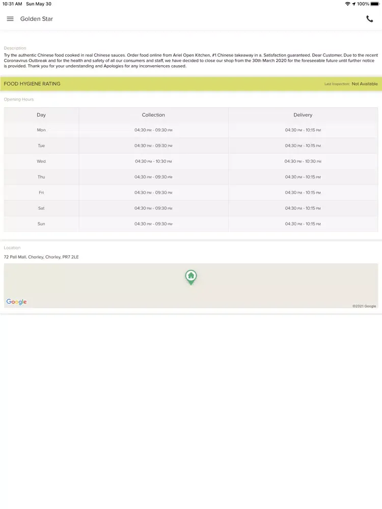 Golden Star Chorley iPad 應用截圖