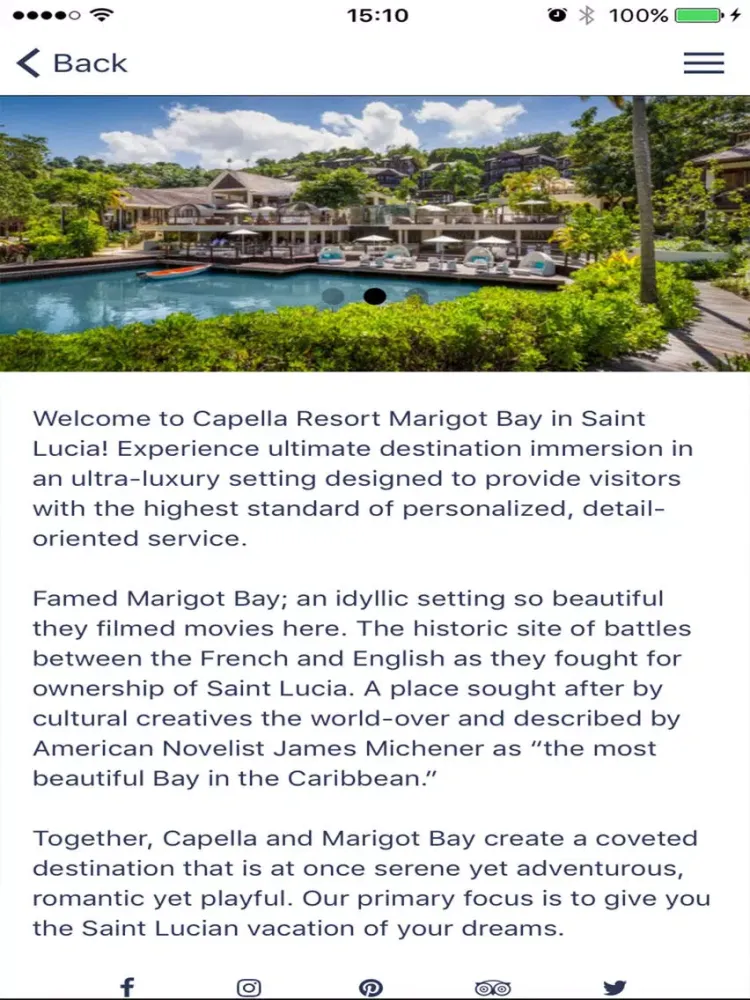 Ảnh chụp màn hình của Capella Marigot Bay Resort and Marina iPad 