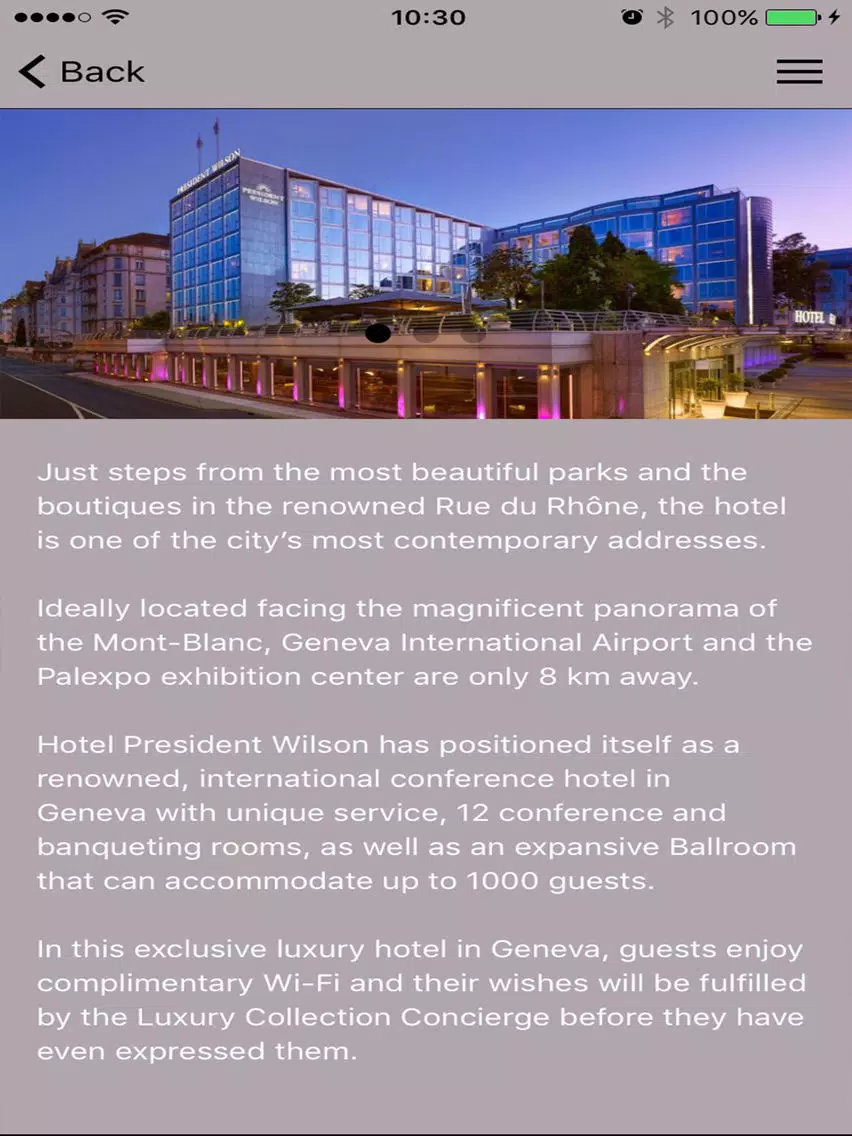 Hotel President Wilson iPad  Screenshots