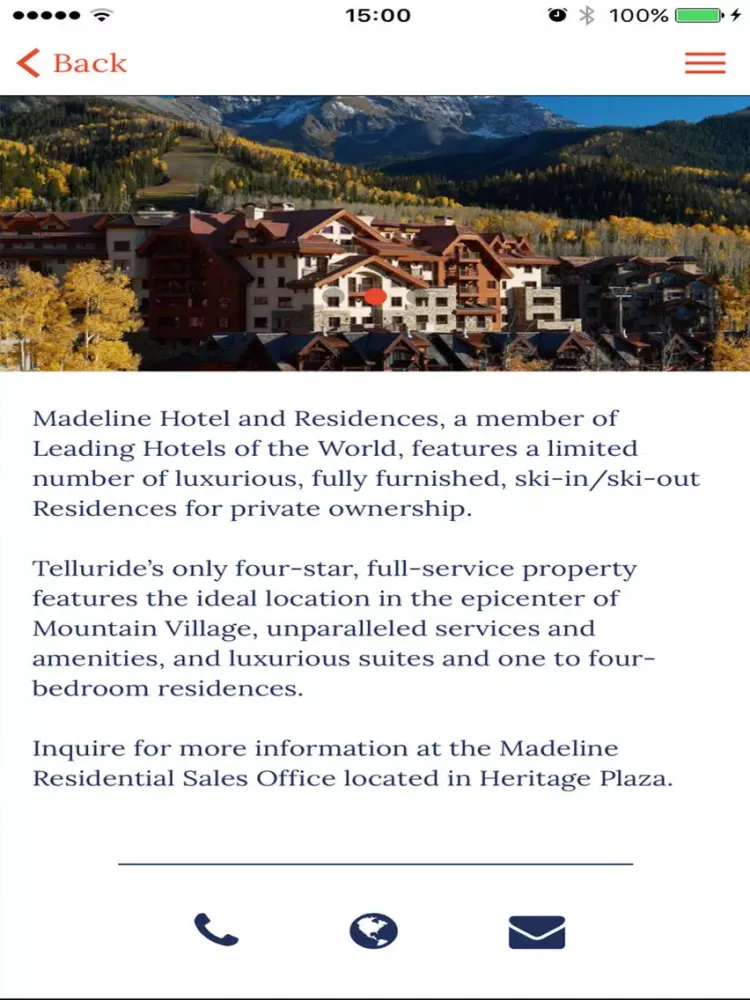 Tangkapan layar Madeline Hotel and Residences iPad 