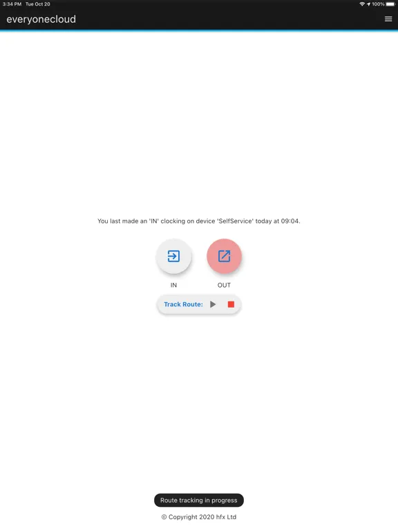 Ảnh chụp màn hình của hfx Employee App iPad 