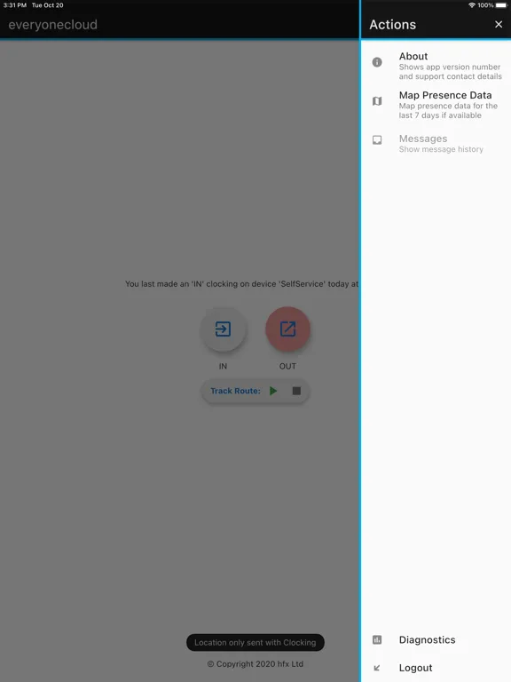Ảnh chụp màn hình của hfx Employee App iPad 
