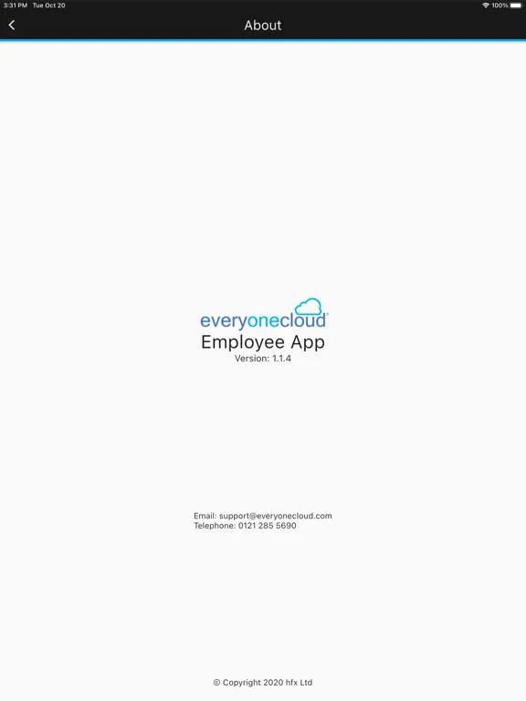 Ảnh chụp màn hình của hfx Employee App iPad 
