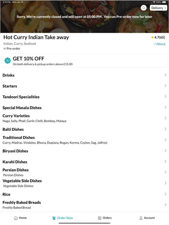 Hot Curry Indian Take away iPad  Ekran Görüntüleri
