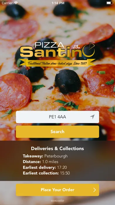 Capturas de tela do Pizza Santino