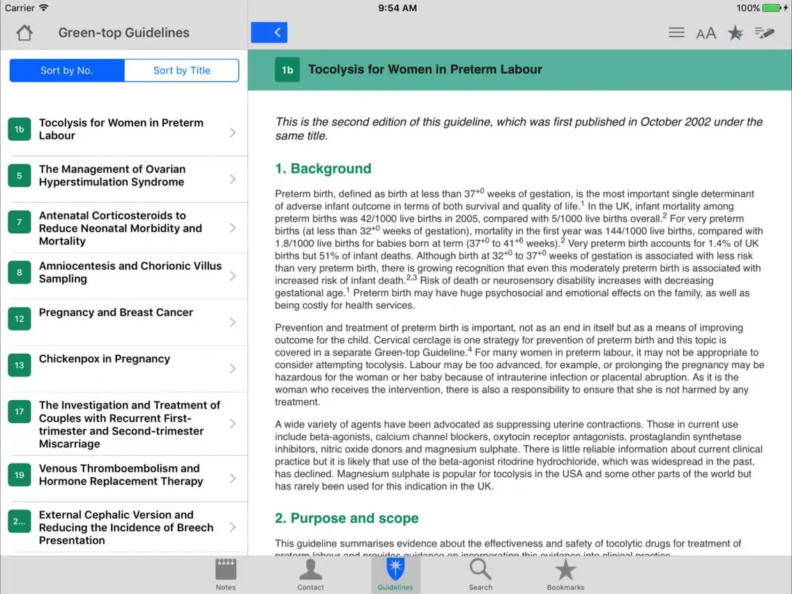 Capturas de pantalla de RCOG Guidelines iPad 
