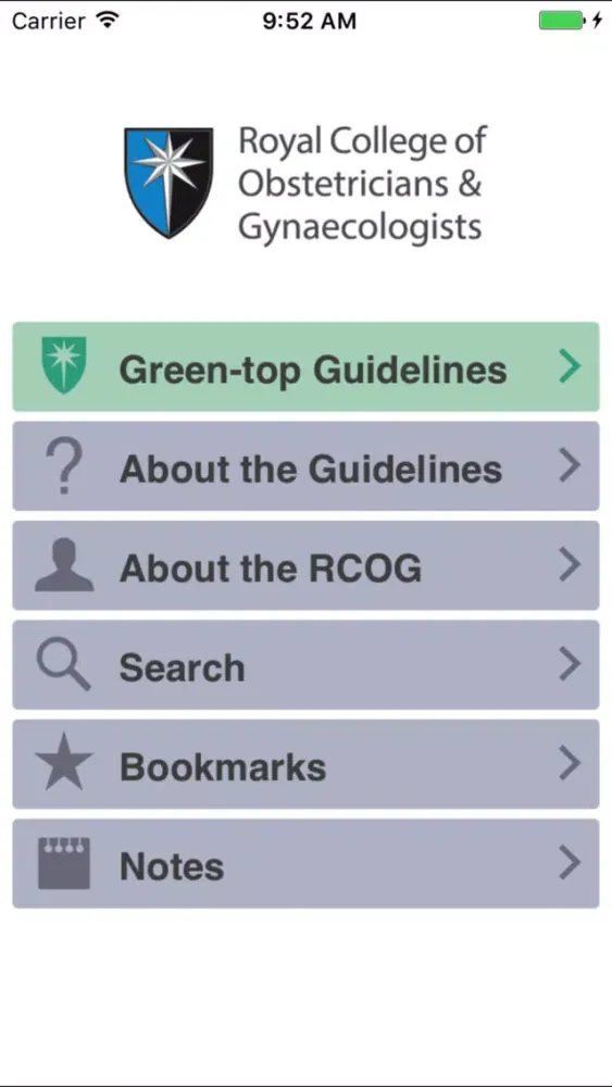 Capturas de pantalla de RCOG Guidelines