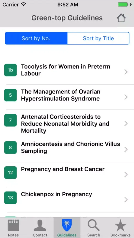 Capturas de pantalla de RCOG Guidelines