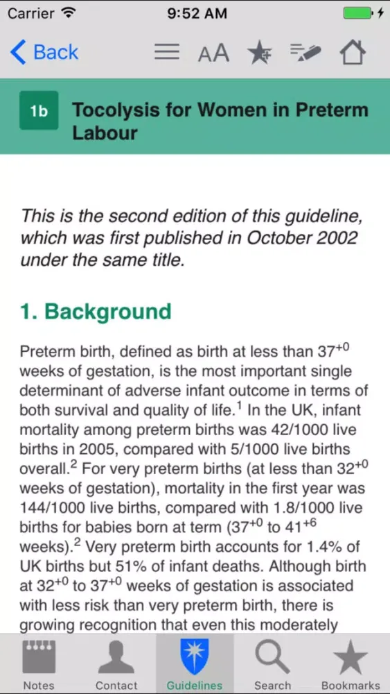 Capturas de pantalla de RCOG Guidelines