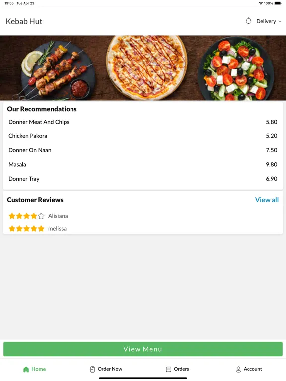 Ảnh chụp màn hình của Kebab Hut. iPad 